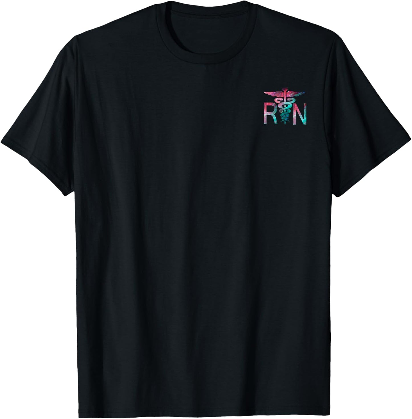 Outer Space Galaxy Registered Nurse RN Logo Symbol T-Shirt - T-Shirt | Black