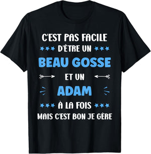 Beau Gosse Super Adam Boy Name Humour Adam , Black, S T-Shirt - T-Shirt | Black