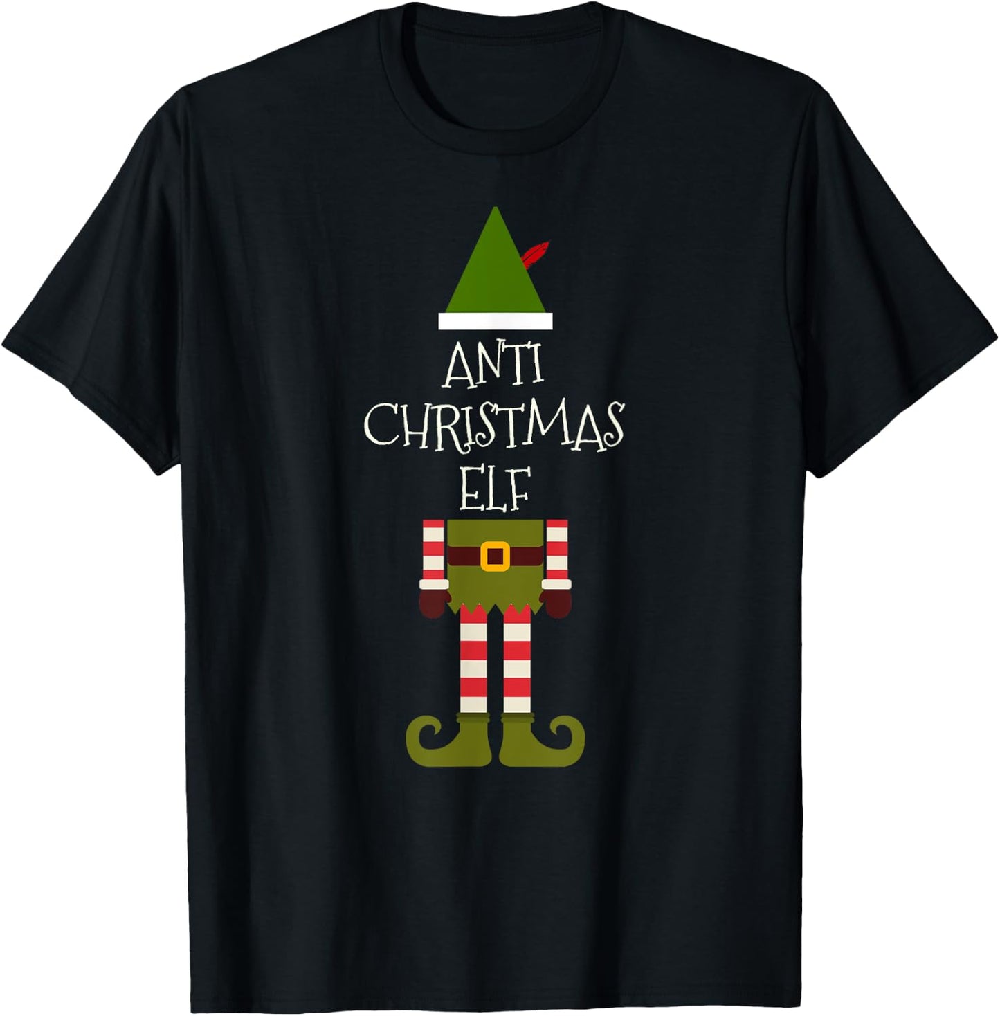 Anti Christmas Elf - I Hate Christmas Xmas Sucks T-Shirt - T-Shirt | Black