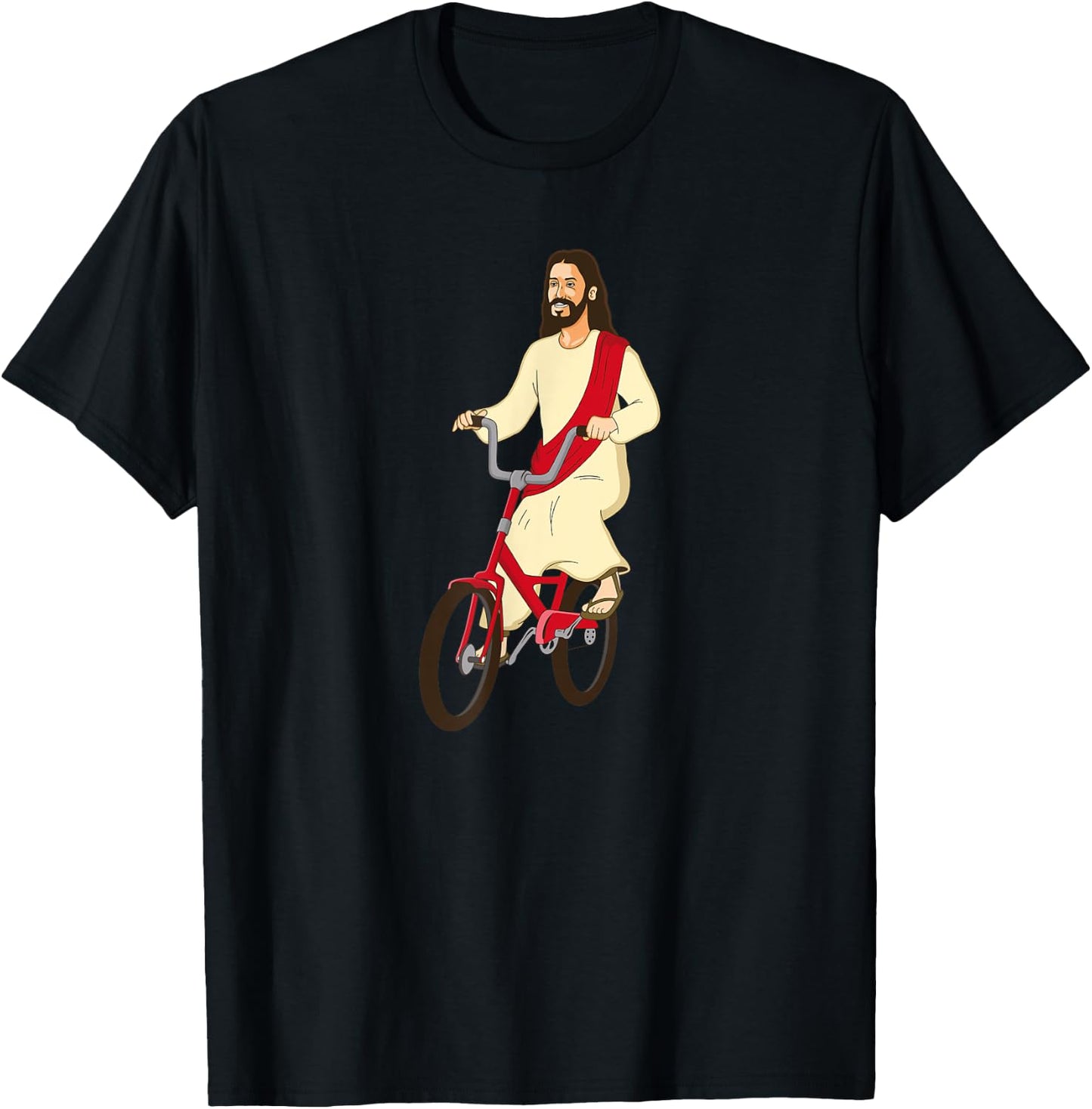 Fun Christ on a Bike Funny Lord God Jesus Church Cycle Gift T-Shirt - T-Shirt | Black