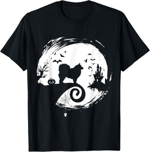 Finnish Lapphund Halloween Costume Moon Silhouette Creepy T-Shirt - T-Shirt | Black