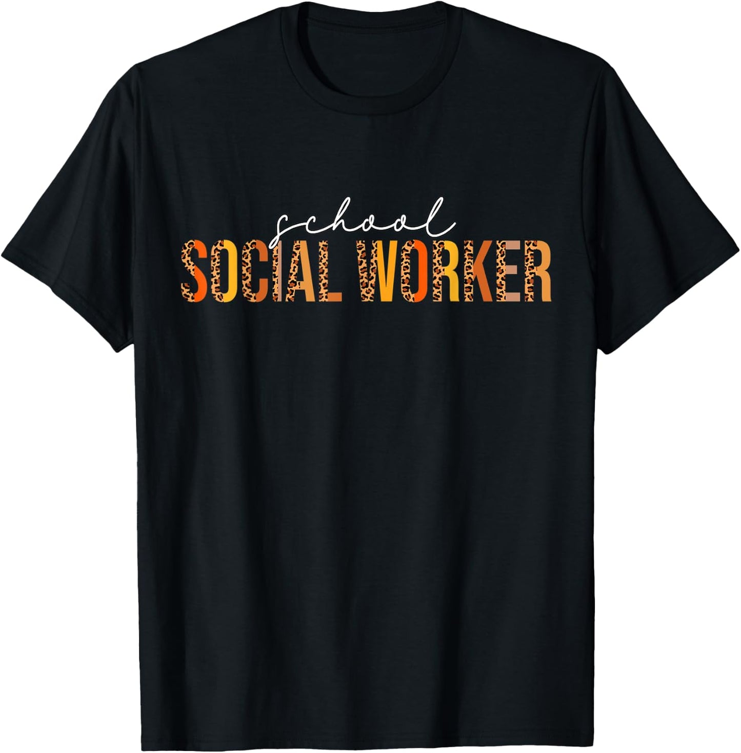 Leopard Fall Autumn Lovers Thanksgiving School Social Worker T-Shirt - T-Shirt | Black
