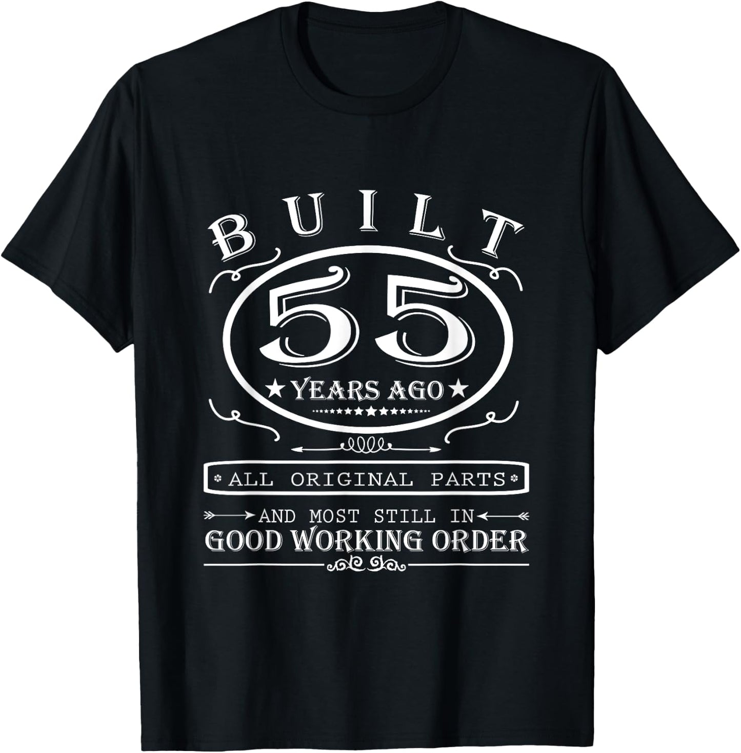 55th Birthday Graphic Built 55 Years Ago Original Parts T-Shirt - T-Shirt | Black