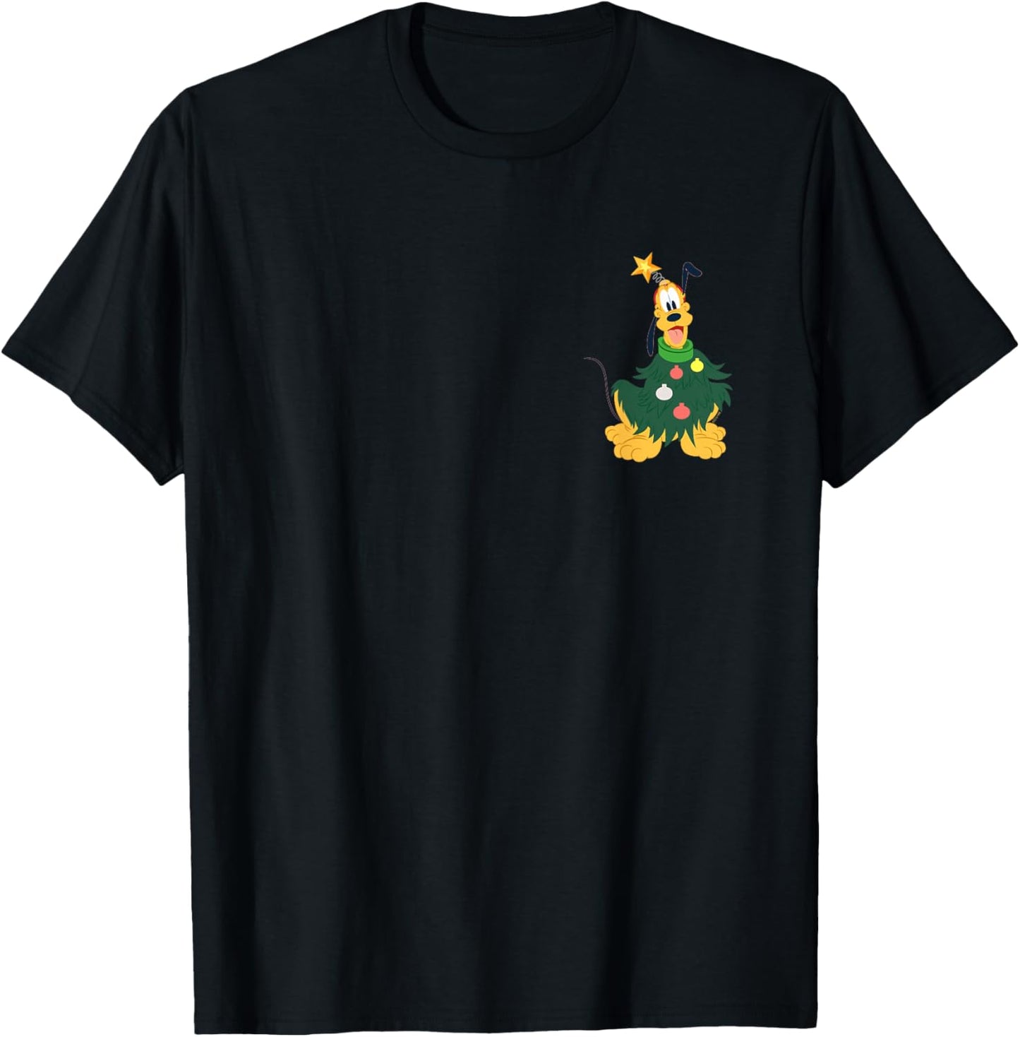 Disney Pluto Holiday Christmas Tree Costume Corner Art T-Shirt - T-Shirt | Black