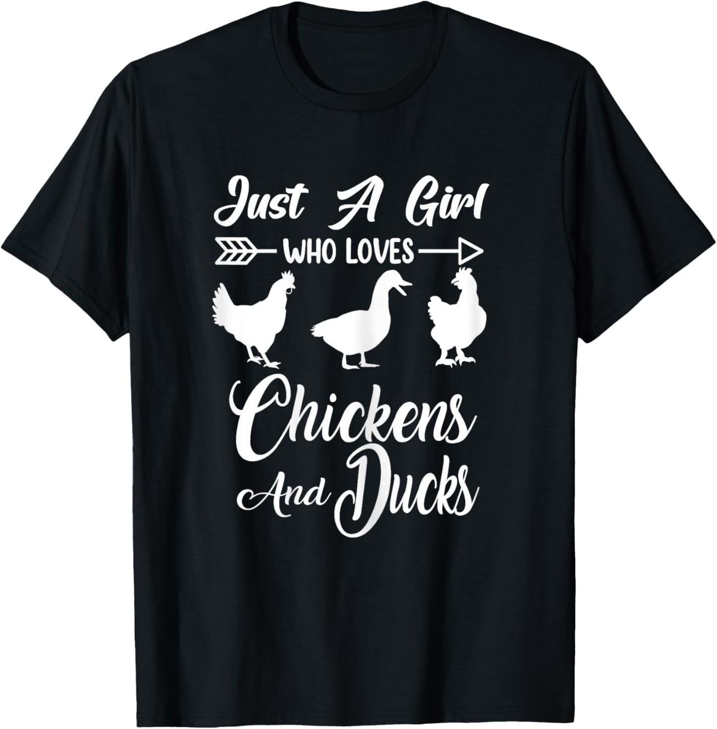 Just A Girl Who Loves Chicken and Ducks For Lover Farmer T-Shirt - T-Shirt | Black