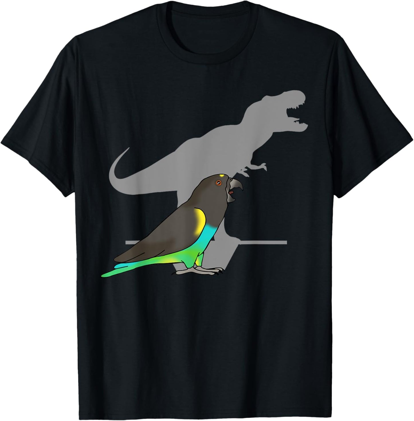 Funny Dinosaur Parrot, T-rex Meyer's Parrot, Birb memes T-Shirt - T-Shirt | Black
