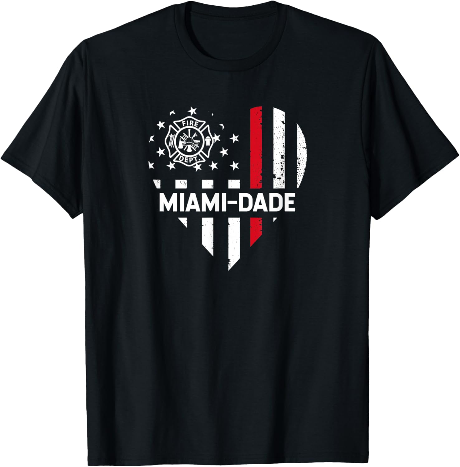 Firefighter Love 4th of July USA Flag Miami-Dade Fire Rescue Men T-Shirt - T-Shirt | Black