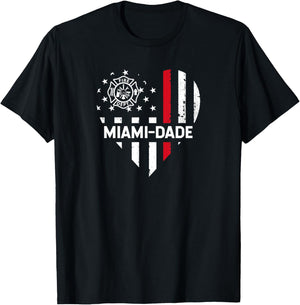 Firefighter Love 4th of July USA Flag Miami-Dade Fire Rescue Men T-Shirt - T-Shirt | Black