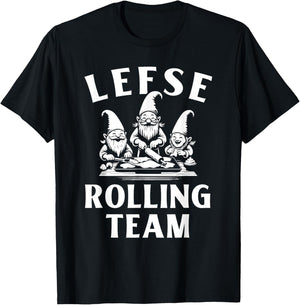 Funny Lefse Making Lefse Rolling Team Gnomes T-Shirt - T-Shirt | Black