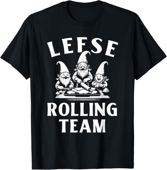 Funny Lefse Making Lefse Rolling Team Gnomes T-Shirt - T-Shirt | Black