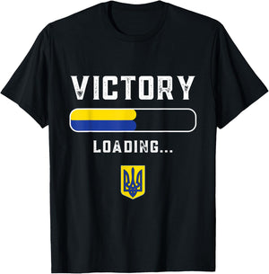 Ukraine Victory is loading. America Ukrainian Flags Veteran T-Shirt - T-Shirt | Black