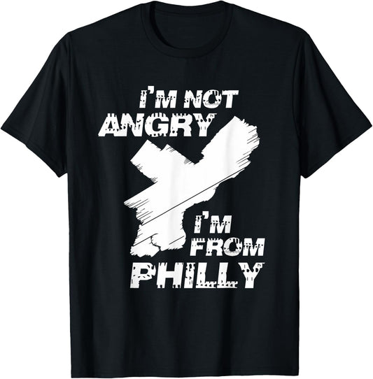 Modern I'm Not Angry I'm From Philly Adult Black Small T-Shirt - T-Shirt | Black