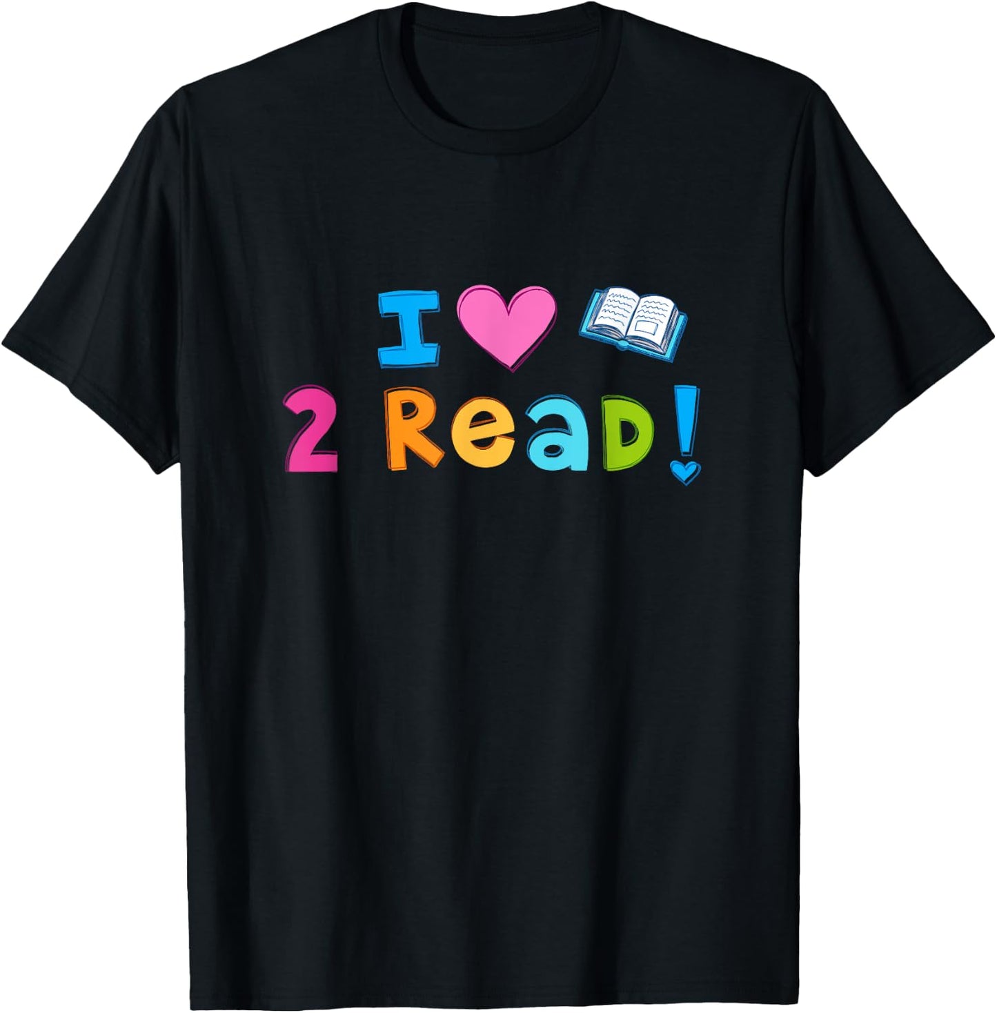 I Love To Read Cute Heart Reading 2 read T-Shirt - T-Shirt | Black