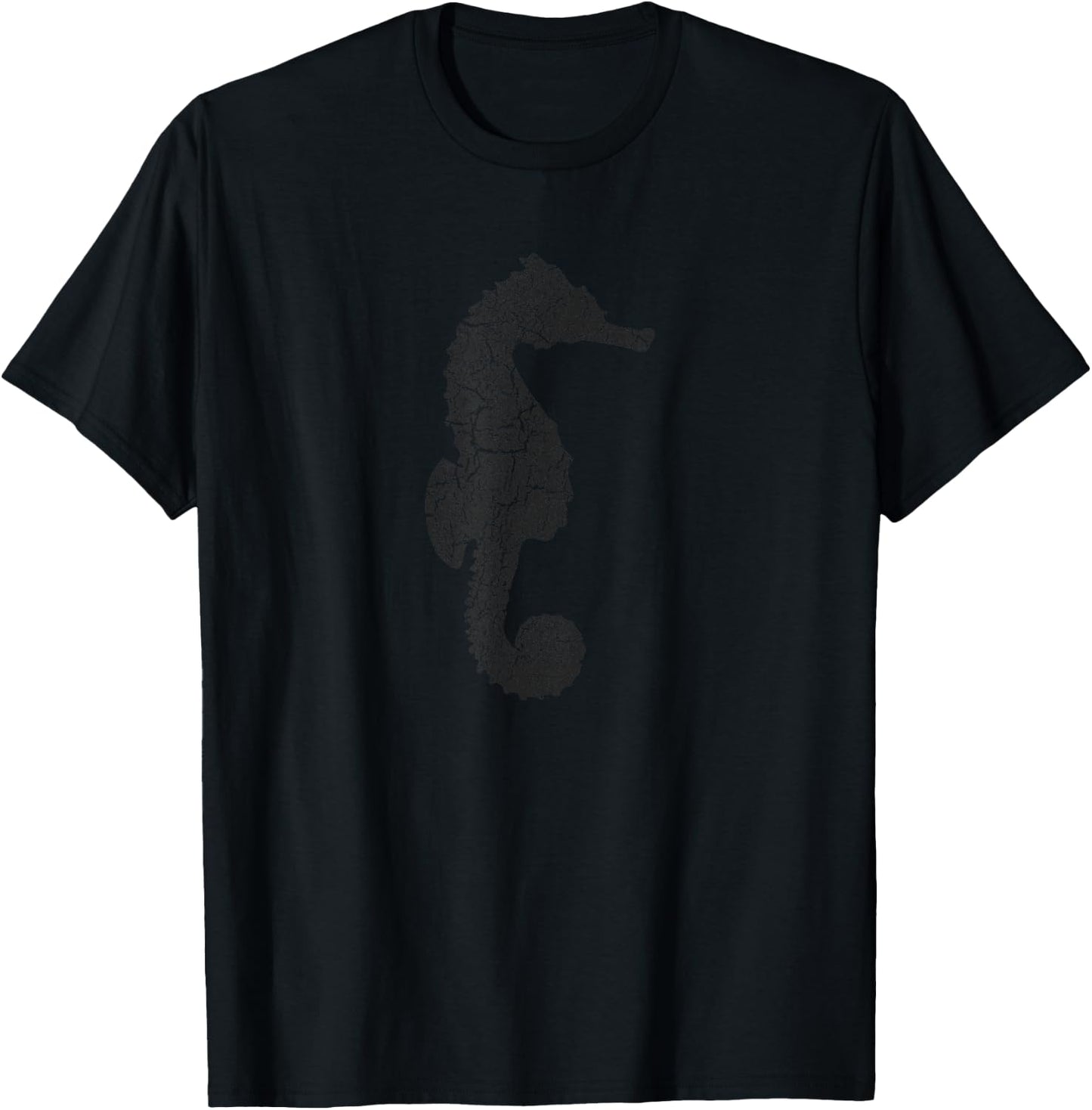 Seahorse Distressed Print - Vintage Seahorse T-Shirt - T-Shirt | Black