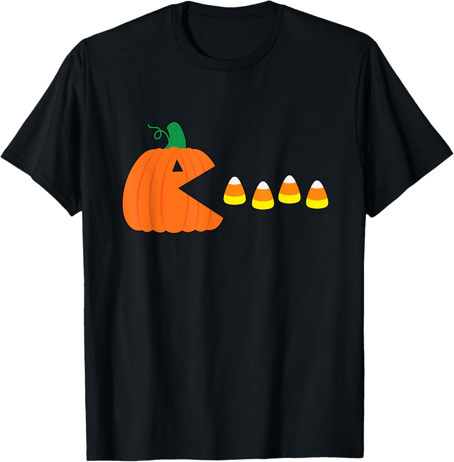 Funny Halloween Pumpkin Eating Candy Corn Halloween Gamer T-Shirt - T-Shirt | Black