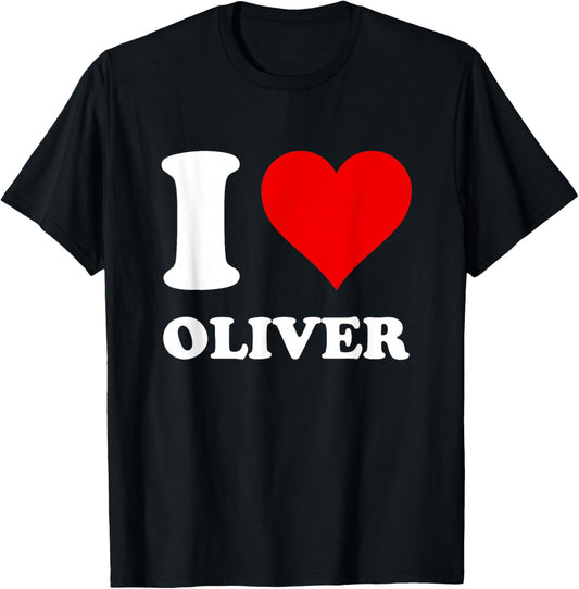 Red Heart I Love Oliver T-Shirt - T-Shirt | Black