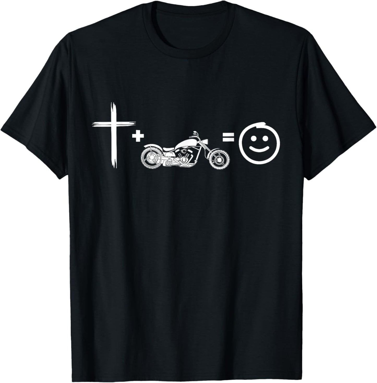 Jesus and motorcycles makes me happy, funny christian biker T-Shirt - T-Shirt | Black