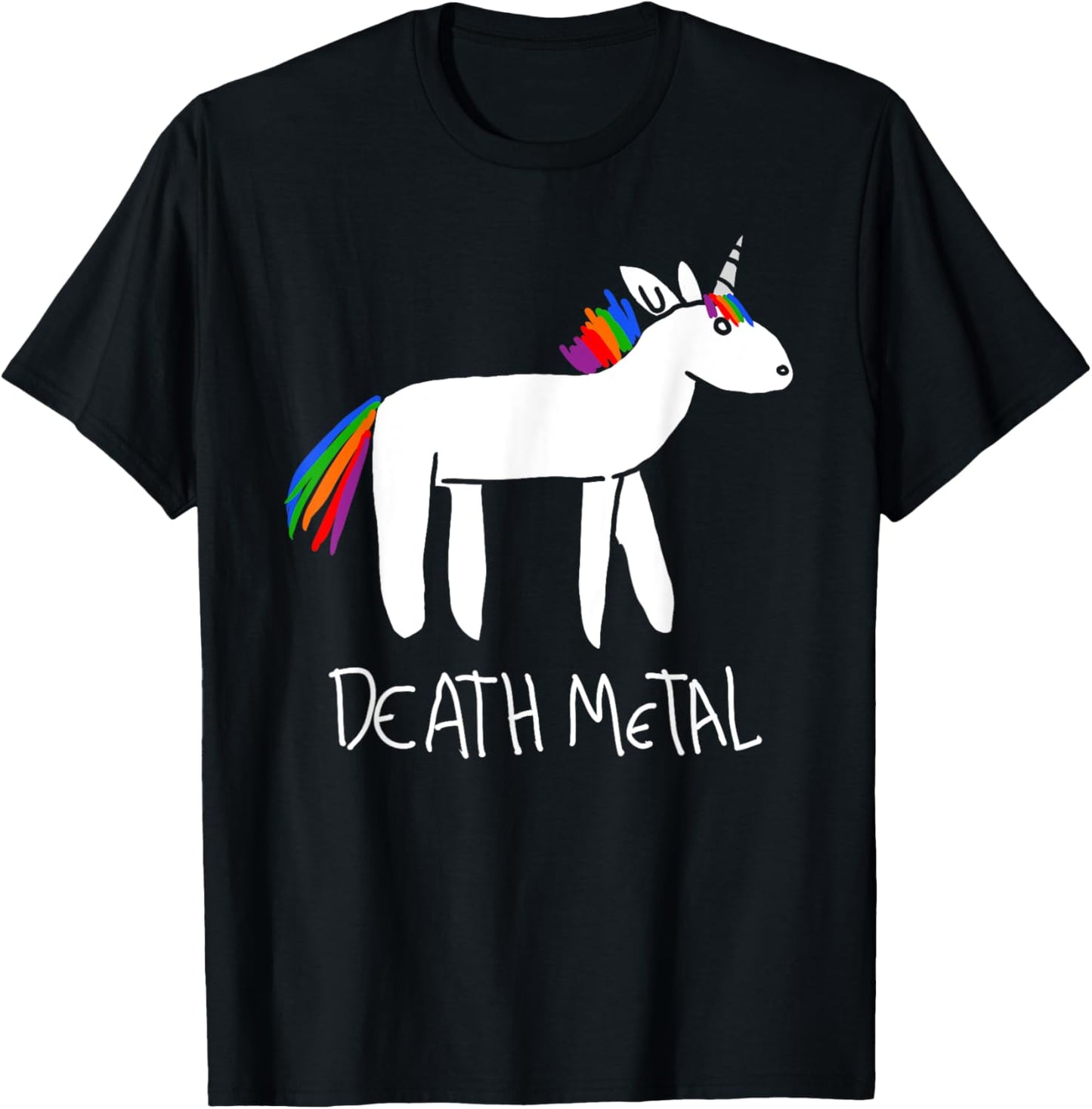 Death Metal Unicorn Funny Goth Kidcore Meme Sarcastic Ironic T-Shirt - T-Shirt | Black