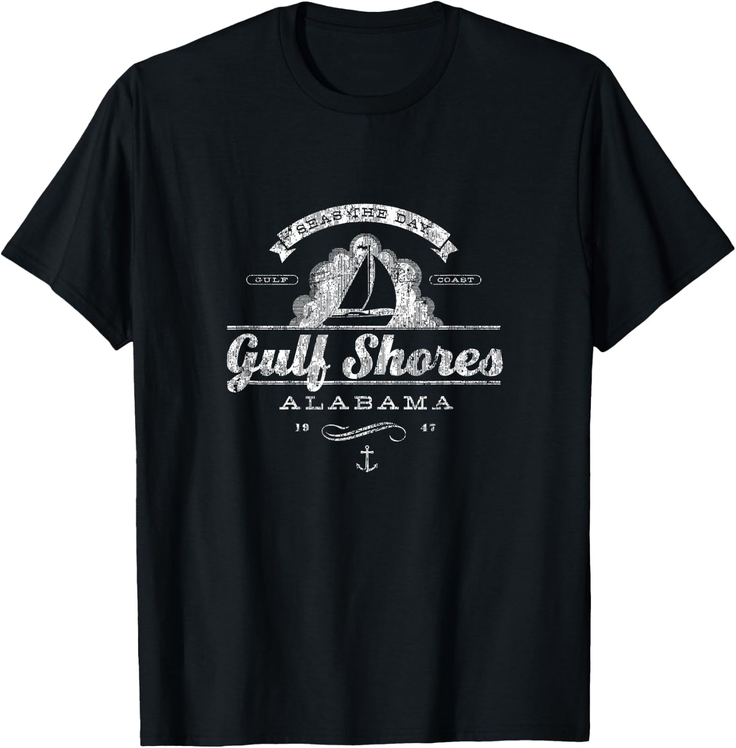 Gulf Shores AL Sailboat Vintage Nautical T-Shirt - T-Shirt | Black