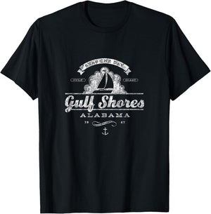 Gulf Shores AL Sailboat Vintage Nautical T-Shirt - T-Shirt | Black
