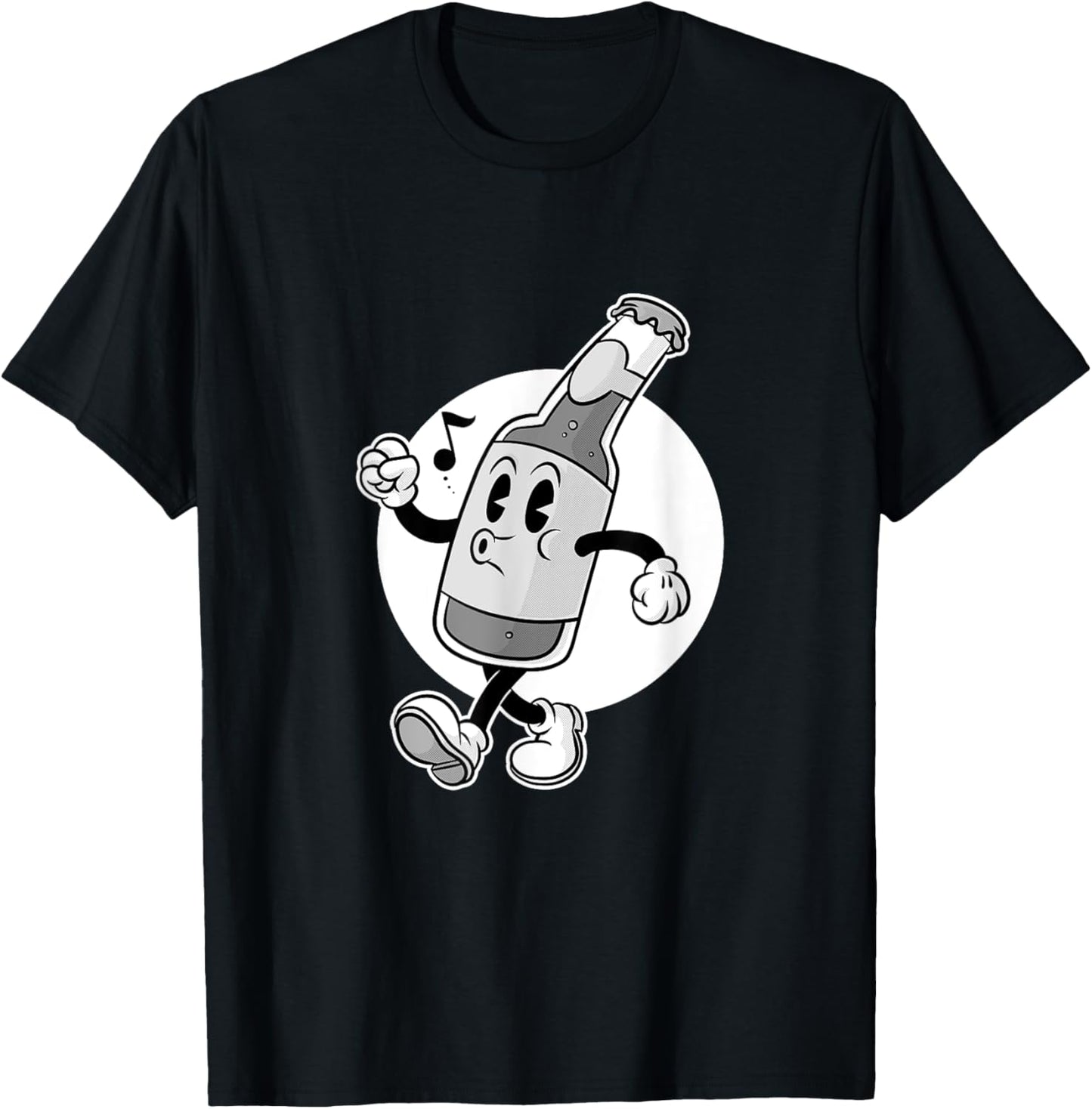 Retro Rubber Hose 20s Old Cartoons style Vintage.beer bottle T-Shirt - T-Shirt | Black