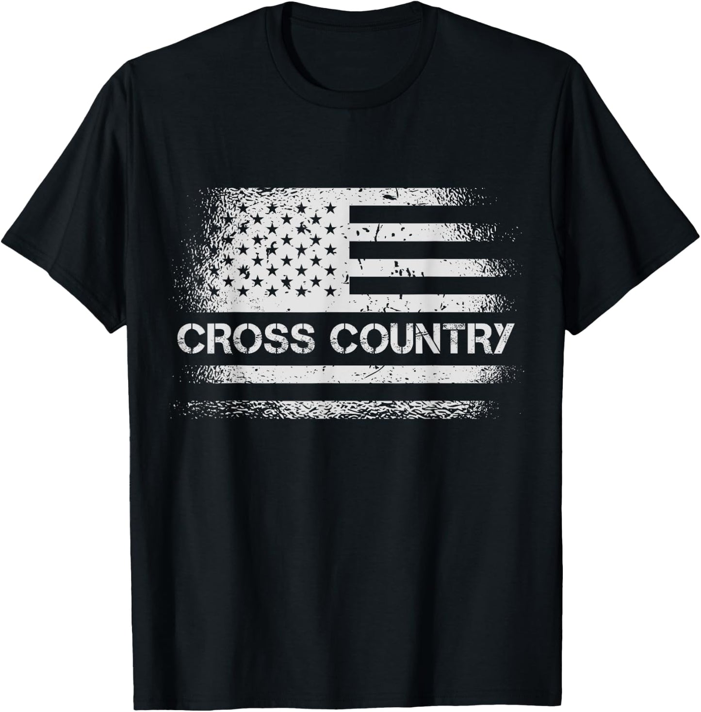 USA Flag Cross Country - American US Cross Country Running Women Girls Kids Men T-Shirt - T-Shirt | Black