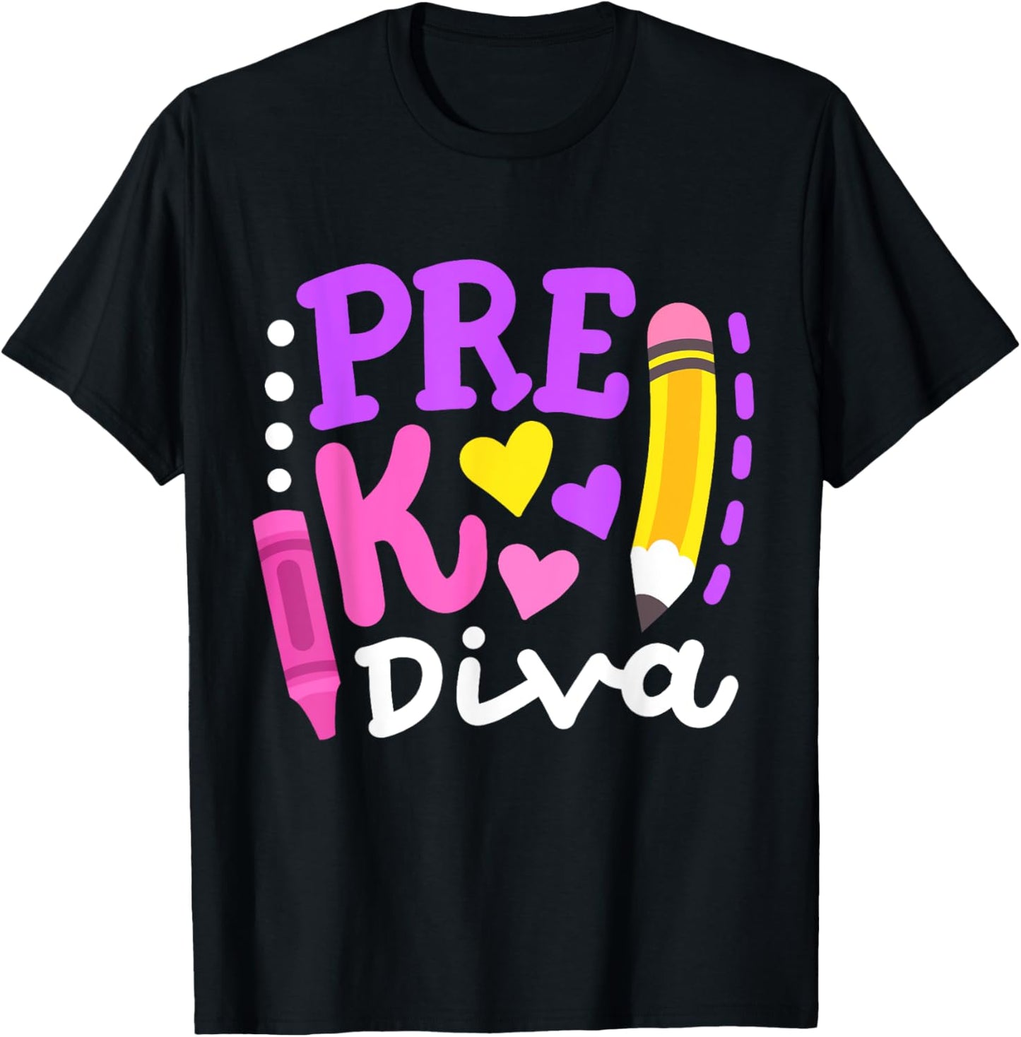 Pre-K Diva Funny Welcome Back To School Teachers Girls Kids T-Shirt - T-Shirt | Black