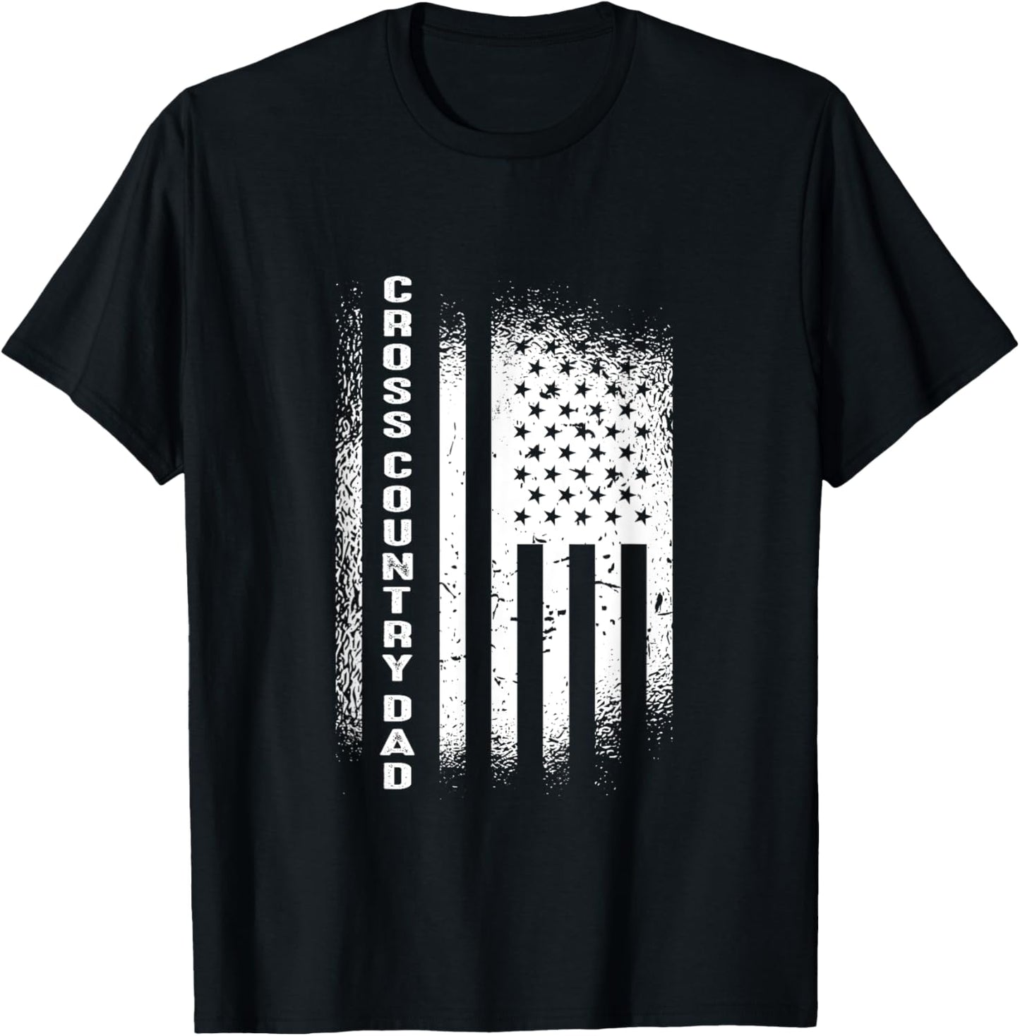Cross Country Dad Running Vintage American Flag XC Runner T-Shirt - T-Shirt | Black