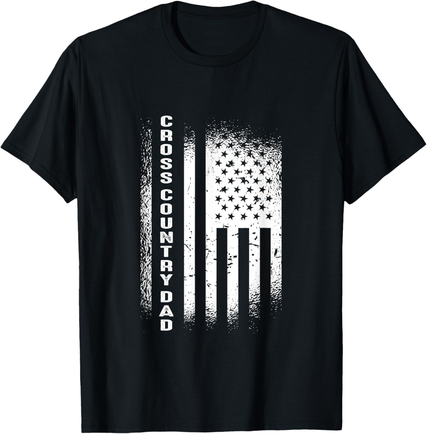 Cross Country Dad Running Vintage American Flag XC Runner T-Shirt - T-Shirt | Black