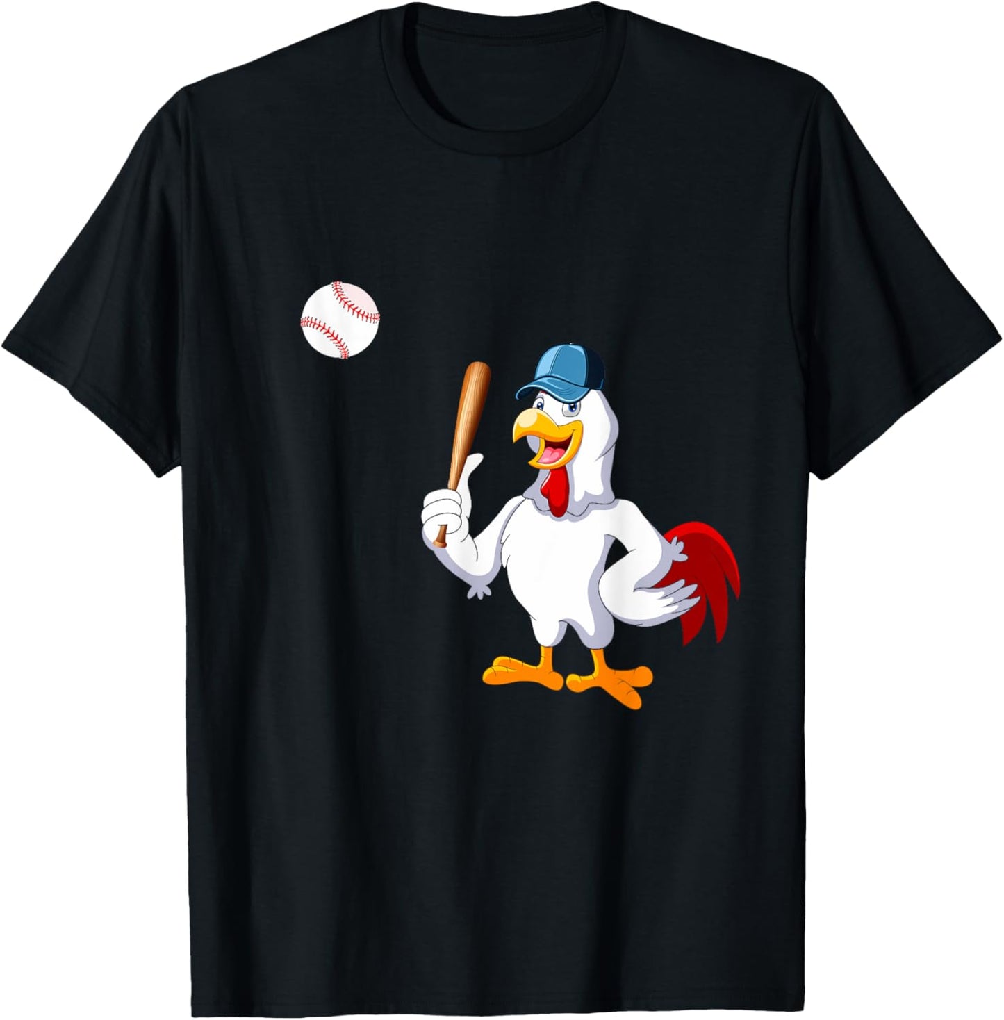 Chicken Playing Baseball Costume Baseball Player Family Kids T-Shirt - T-Shirt | Black