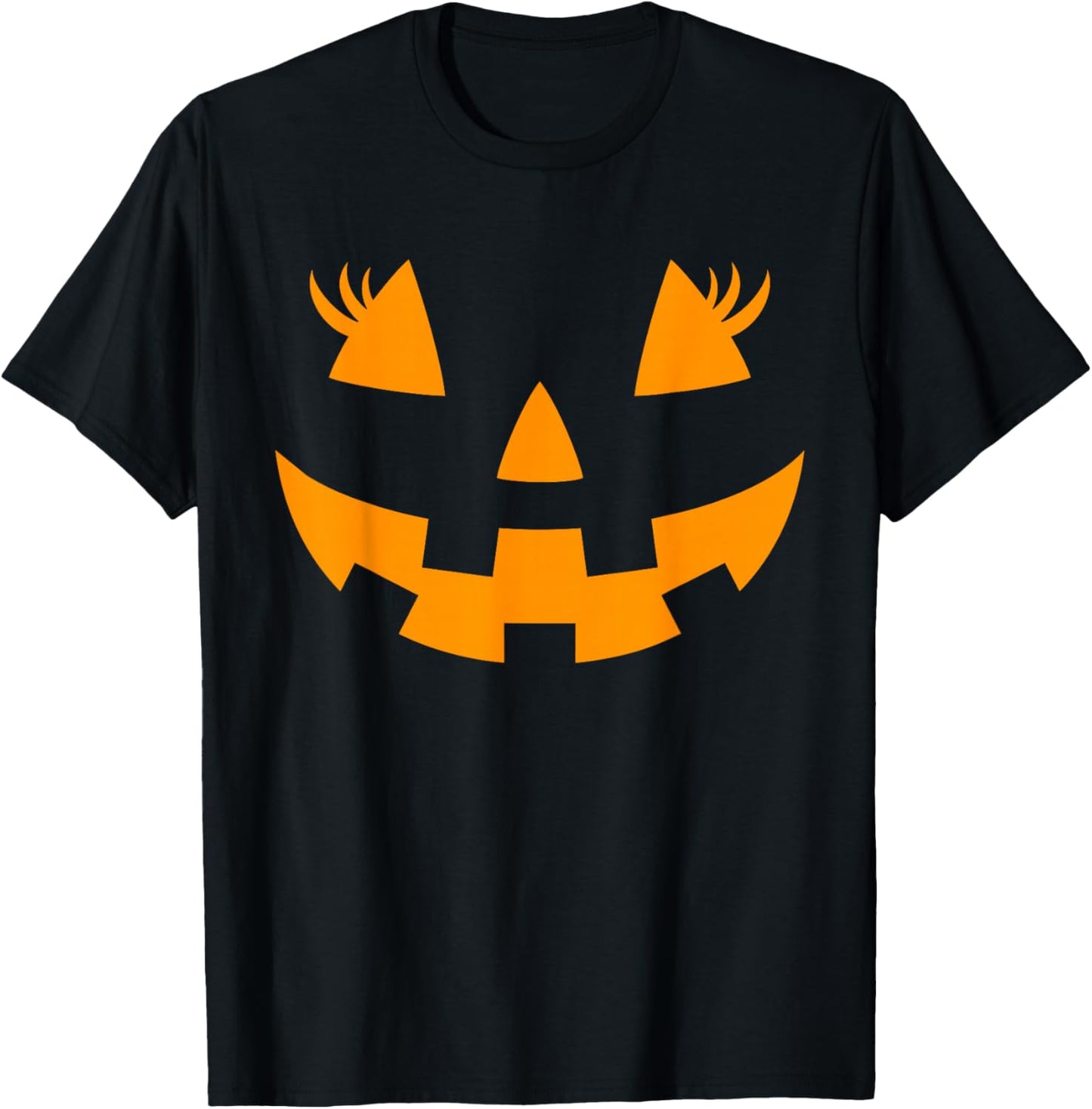 Jack O Lantern Face Pumpkin Eyelashes Hallowen Costume Funny T-Shirt - T-Shirt | Black