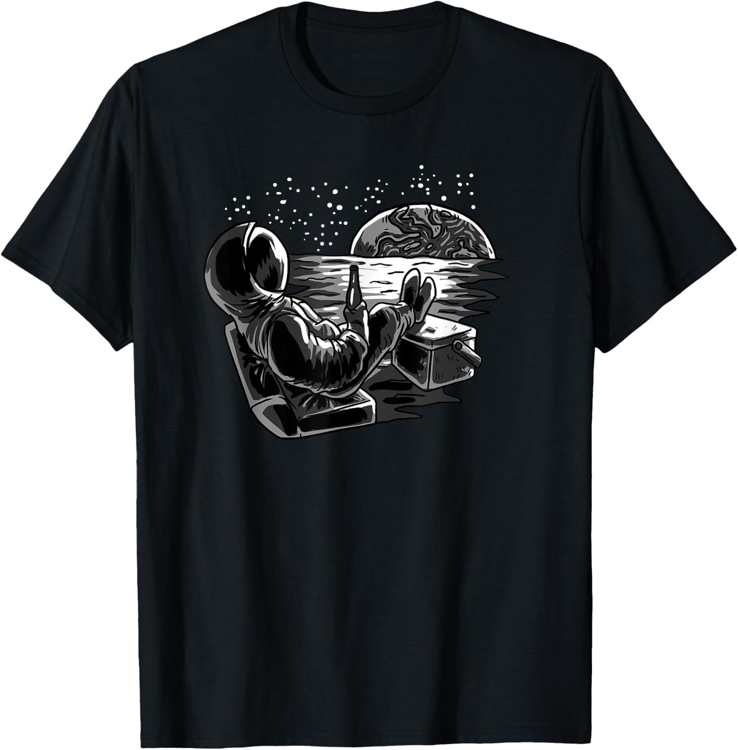 Astronaut Chill Beer Space Moon Funny Galaxy Astronaut Gift T-Shirt - T-Shirt | Black