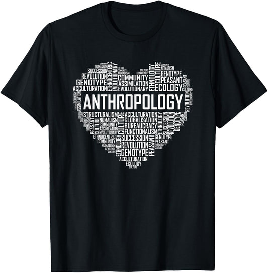 Anthropology Heart Gift Anthropologist Teacher Gifts Men Women T-Shirt - T-Shirt | Black