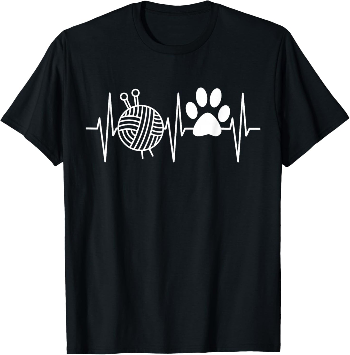 Knitting Shirt Dog Lover Heartbeat Love Knitting and Dogs Men Women Girls Kids T-Shirt - T-Shirt | Black