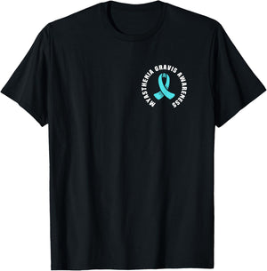 Great Myasthenia Gravis Awareness Pocket Outfit Teal Ribbon T-Shirt - T-Shirt | Black