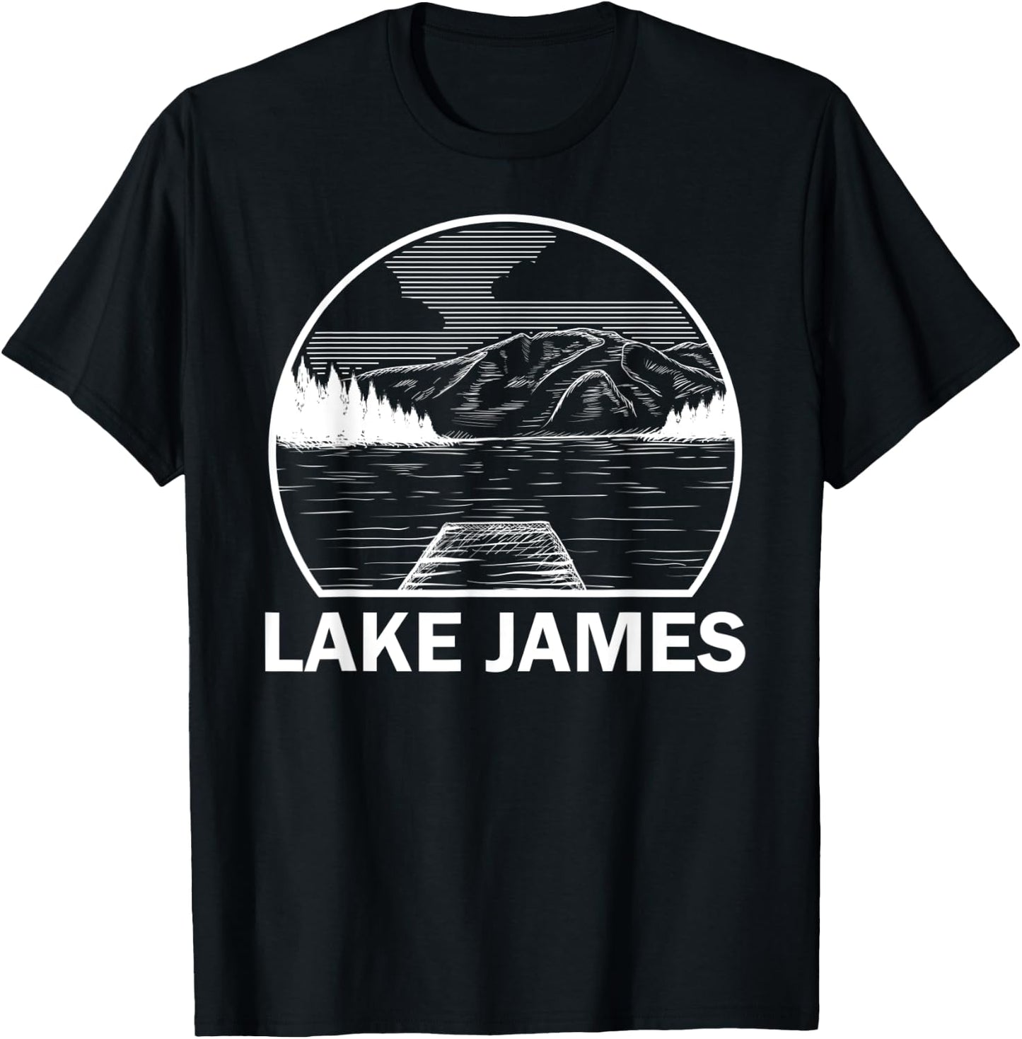 LAKE JAMES INDIANA Funny Fishing Camping Summer Gift Men Women Kids T-Shirt - T-Shirt | Black