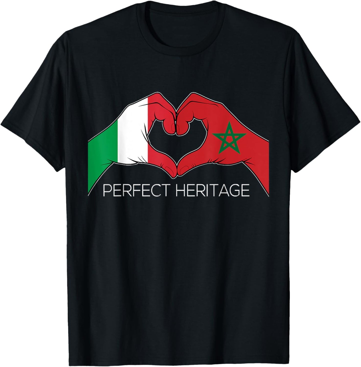Italy and Morocco Heart Heritage Perfect Italian Moroccan T-Shirt - T-Shirt | Black