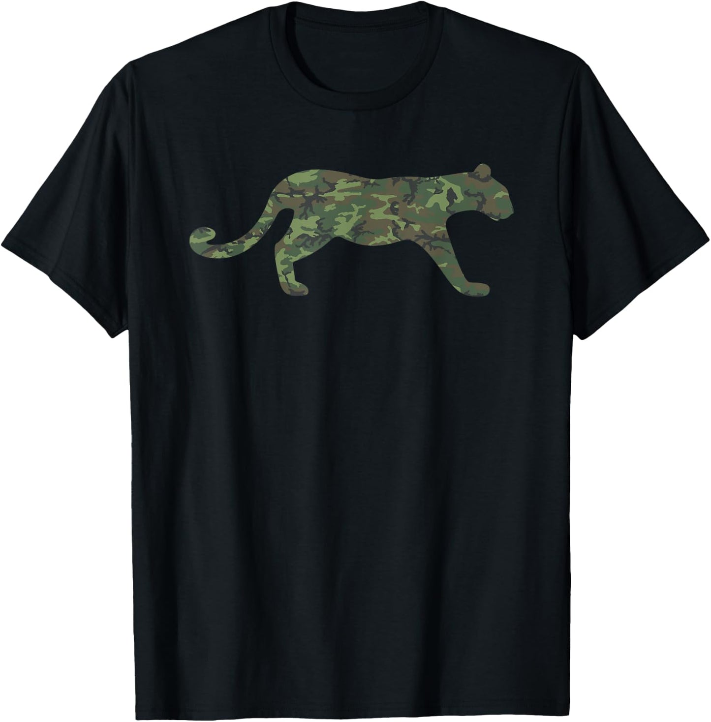 Military Cougar Camo Print US Puma Animal Veteran Men Gift T-Shirt - T-Shirt | Black