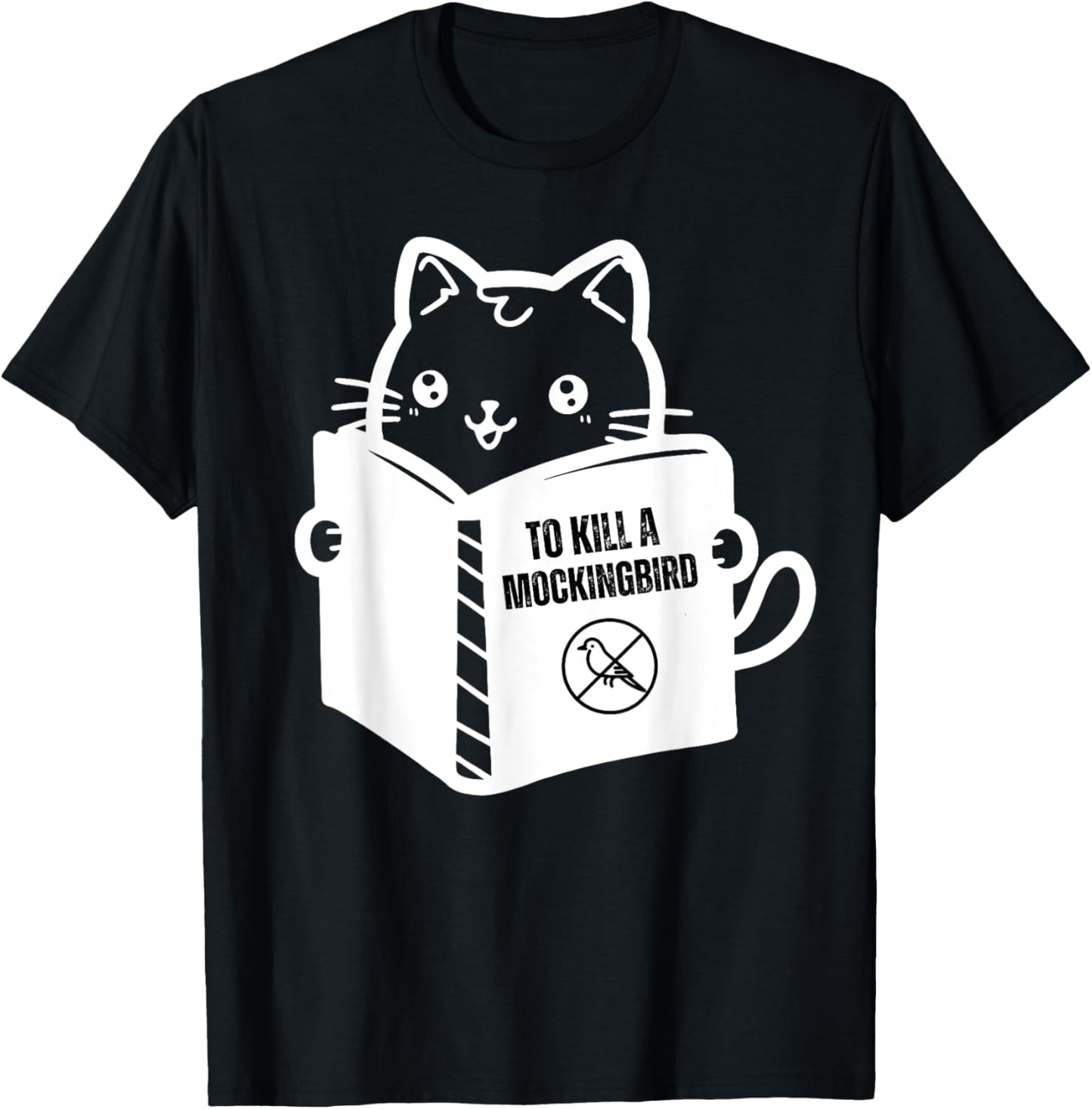 Funny cat reading to kill a mockingbird T-Shirt - T-Shirt | Black