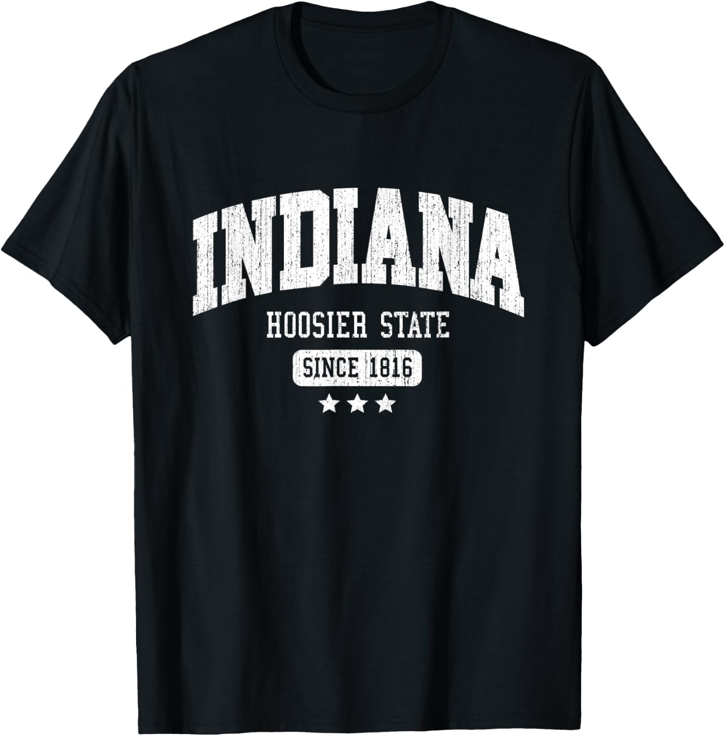 Vintage Indiana Hoosier State Athletic White Rough Text T-Shirt - T-Shirt | Black