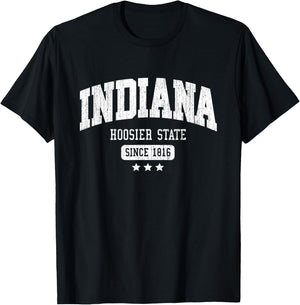 Vintage Indiana Hoosier State Athletic White Rough Text T-Shirt - T-Shirt | Black