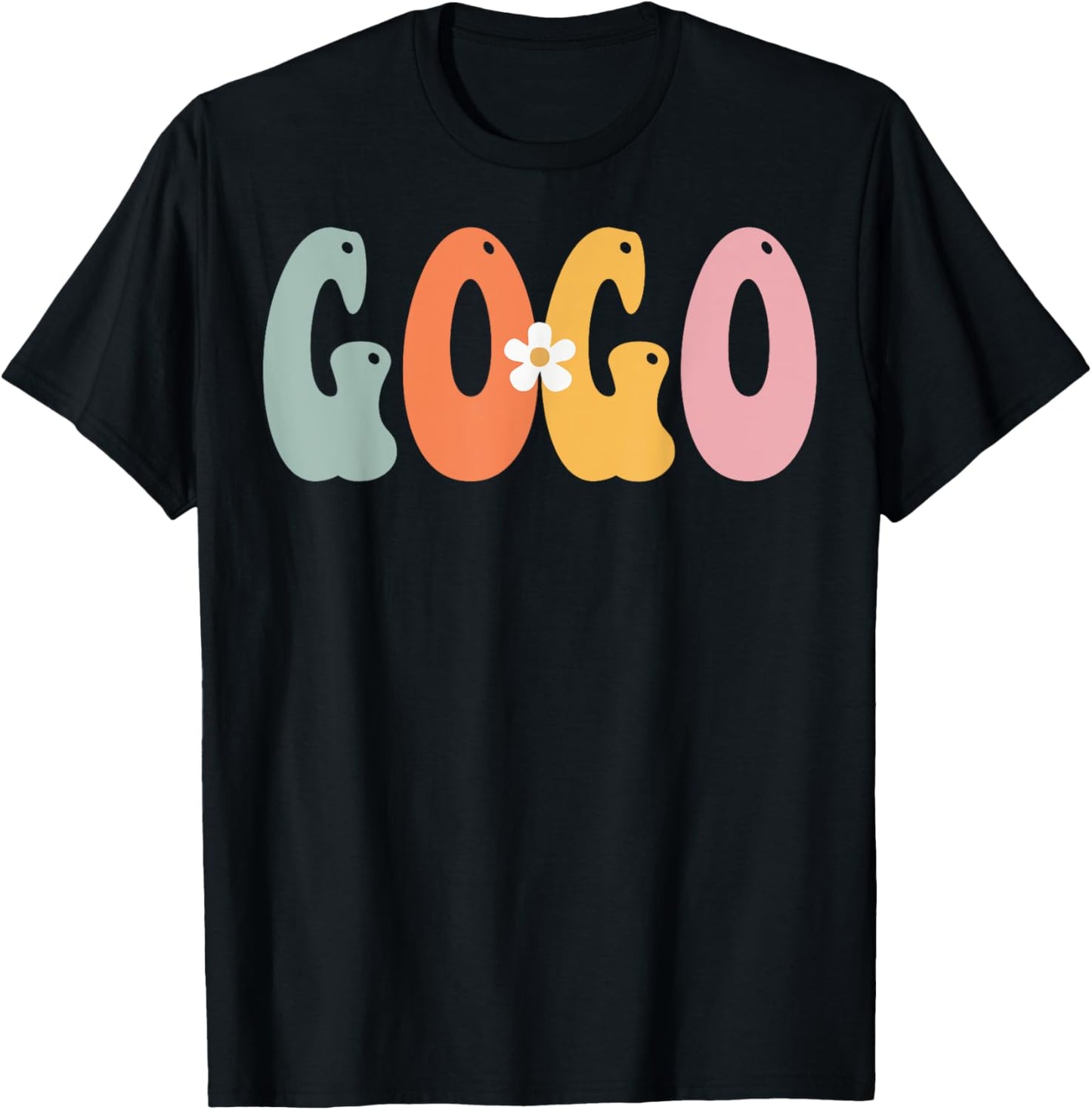 NorthPole Attire GOGO Retro Groovy Print Mom Cute Mother's Day Funny Grandma T-Shirt - T-Shirt | Black