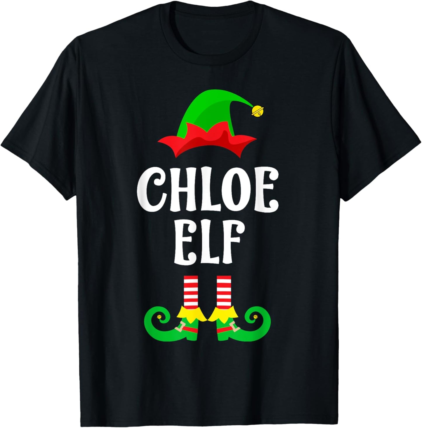 Chloe Elf Personalized Name Christmas Family Matching T-Shirt - T-Shirt | Black