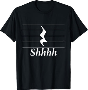Music Note Rest T Shirt Gift Shhhh Be Quiet Musicians Band T-Shirt - T-Shirt | Black