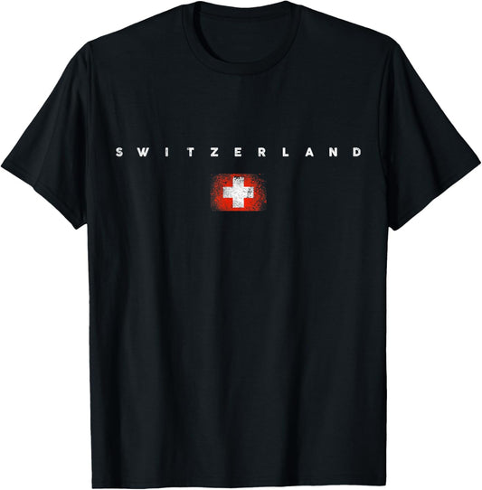 Switzerland Flag Pride Vintage /Retro Soccer Football T-Shirt - T-Shirt | Black