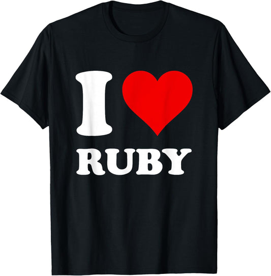 Red Heart I Love Ruby T-Shirt - T-Shirt | Black