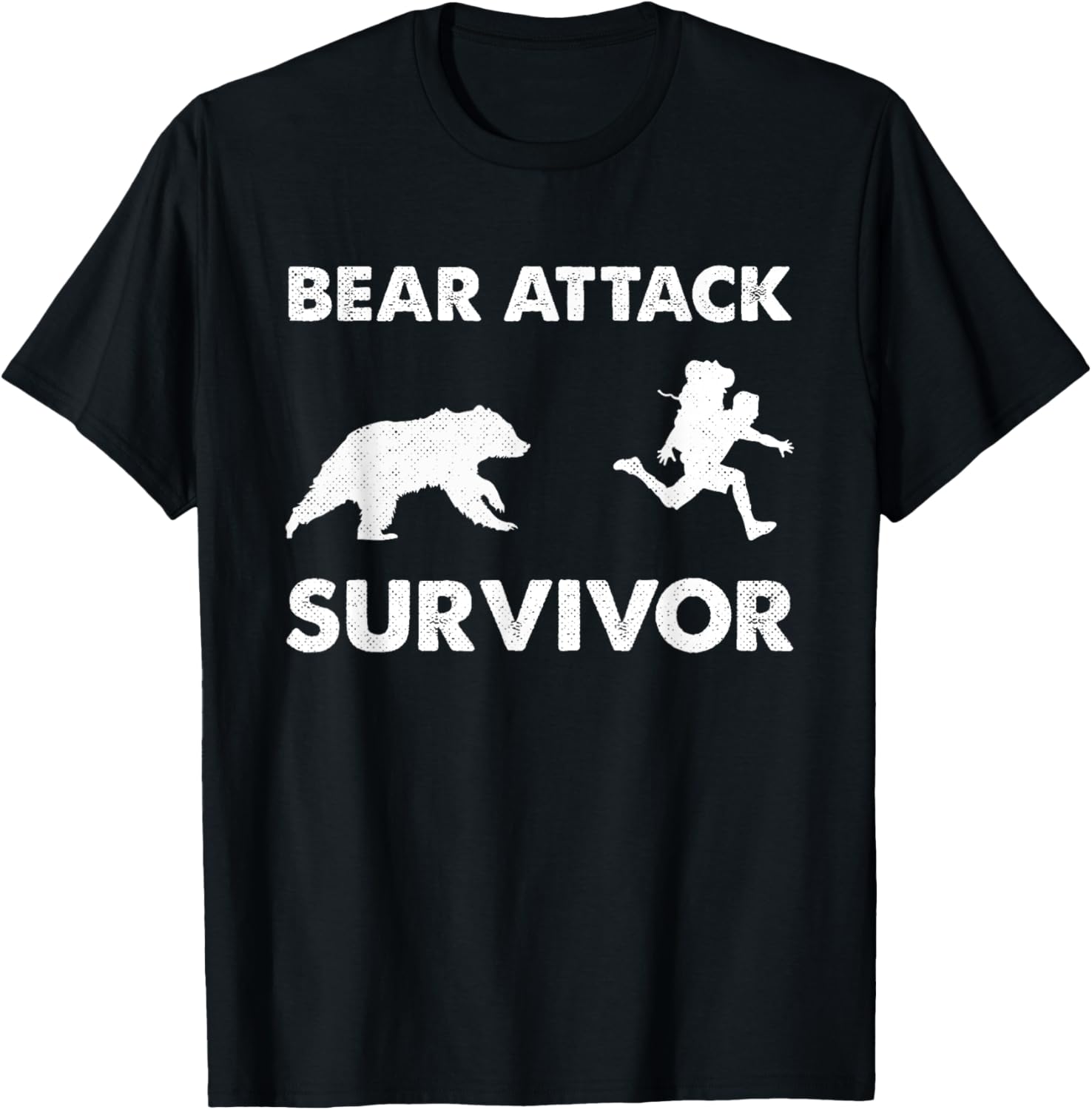 Bear Attack Survivor Funny Retro Outdoors Hiker Comper Biker T-Shirt - T-Shirt | Black