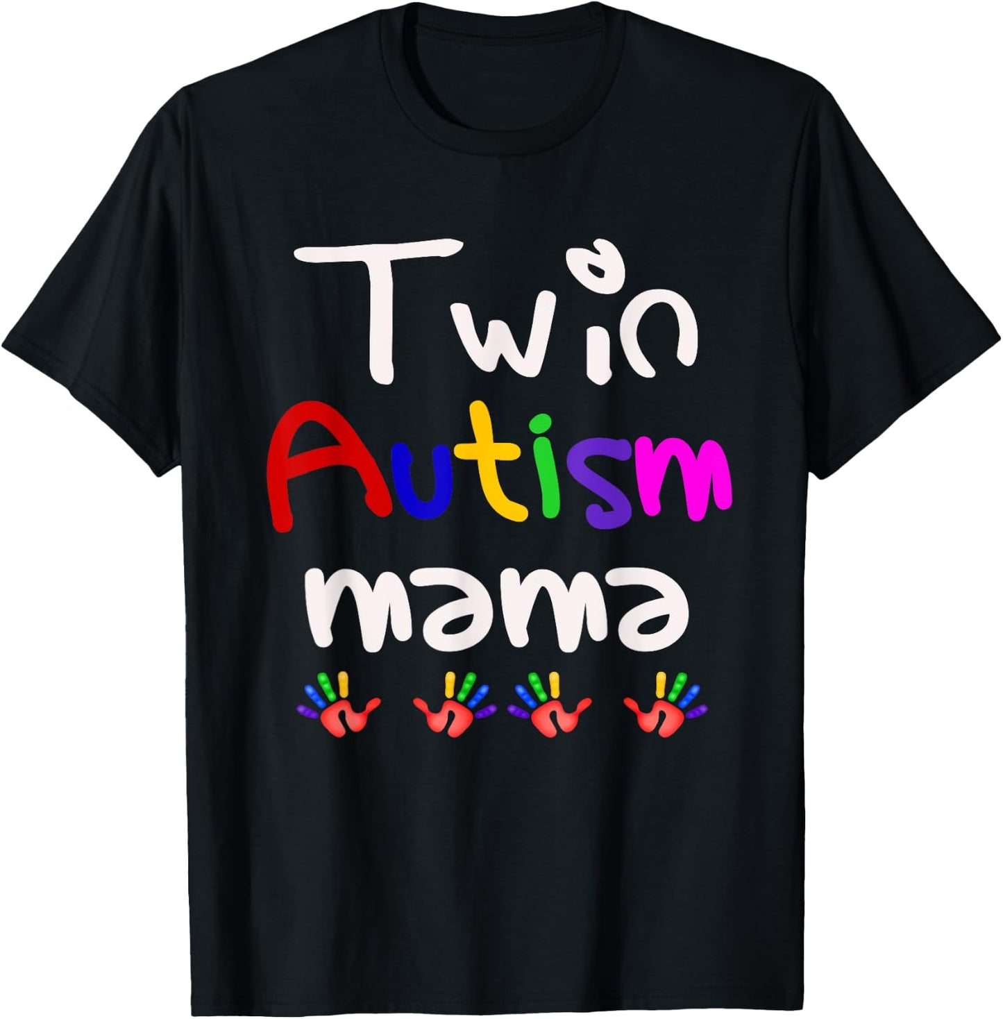 Funny Twin Autism mama Awareness Blessed and Twice as Tired T-Shirt - T-Shirt | Black