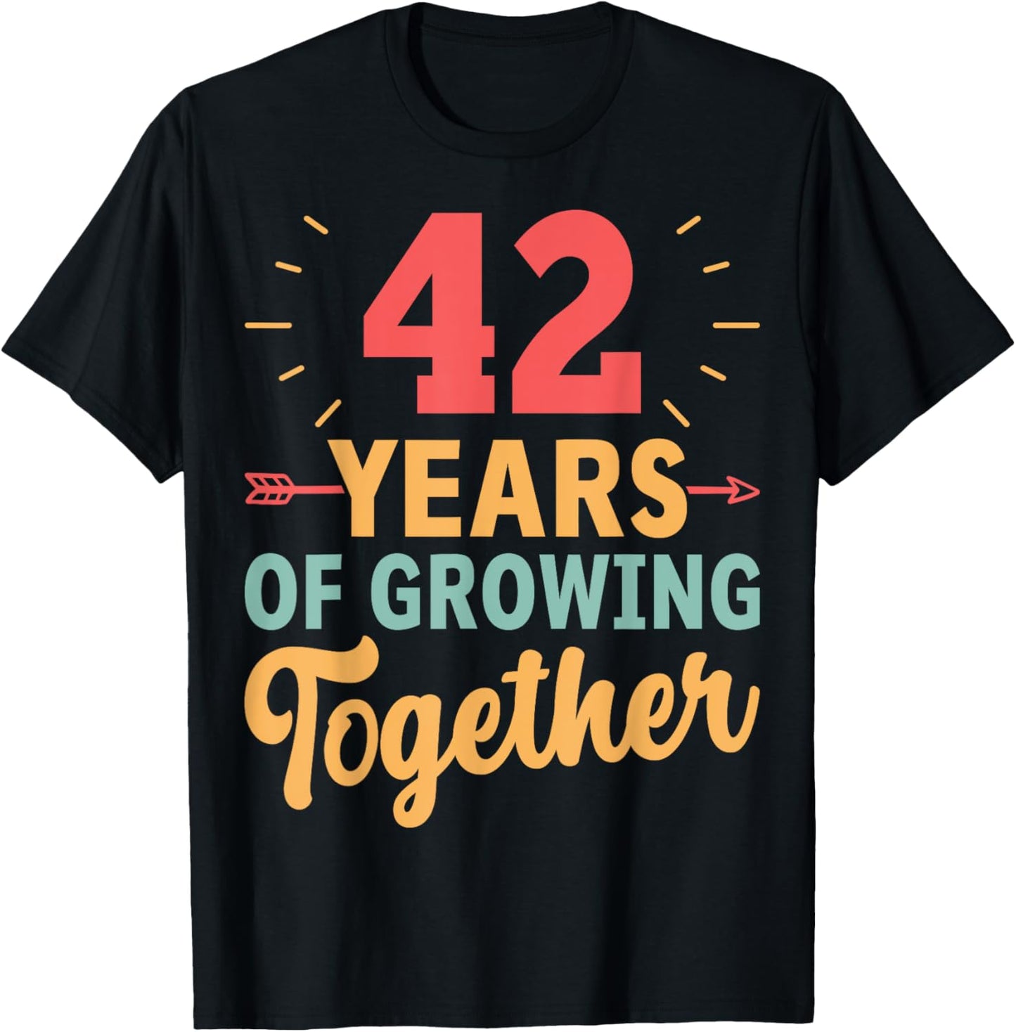 42 Years of Growing Together 42th Wedding Anniversary Couple T-Shirt - T-Shirt | Black
