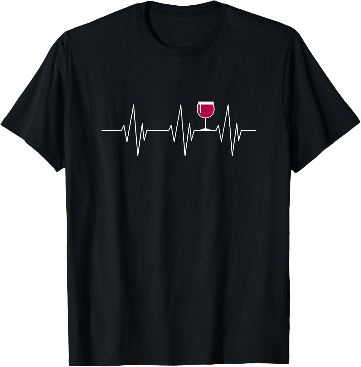 Funny Wine Heartbeat Wine Drinking Wine Lovers Gag Gift T-Shirt - T-Shirt | Black